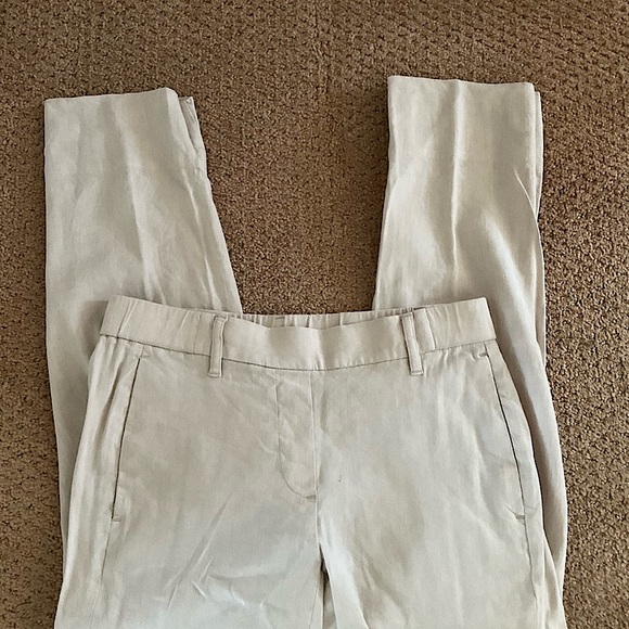 SOLD NWT Natural. Beige J. Jill Modern Linen Stretch Slit-hem Straight Leg Pants - Picture 2 of 4